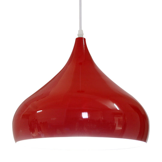 Modern Iron Dome Pendant Light - 1-Light Black/White/Red 12.5’’/16.5’’ Wide