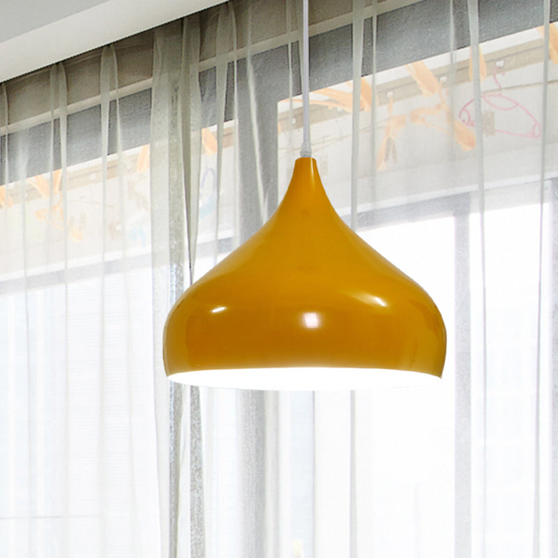 Modern Iron Dome Pendant Light - 1-Light Black/White/Red 12.5’’/16.5’’ Wide