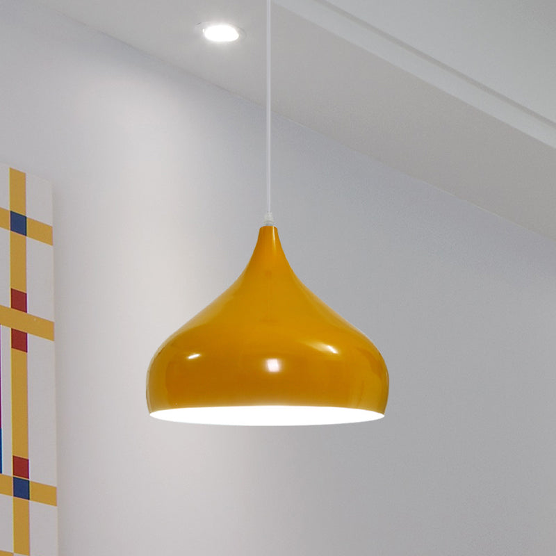 Modern Iron Dome Pendant Light - 1-Light Black/White/Red 12.5’’/16.5’’ Wide