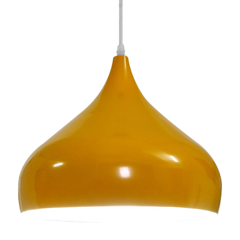 Modern Iron Dome Pendant Light - 1-Light Black/White/Red 12.5’’/16.5’’ Wide