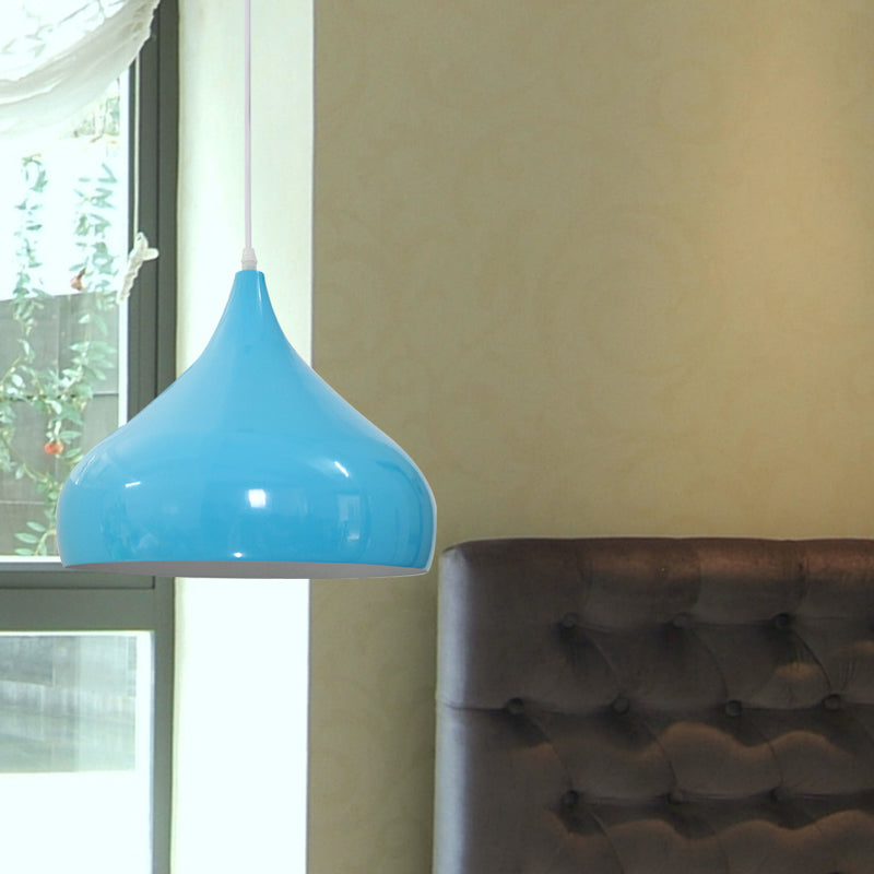 Modern Iron Dome Pendant Light - 1-Light Black/White/Red 12.5’’/16.5’’ Wide