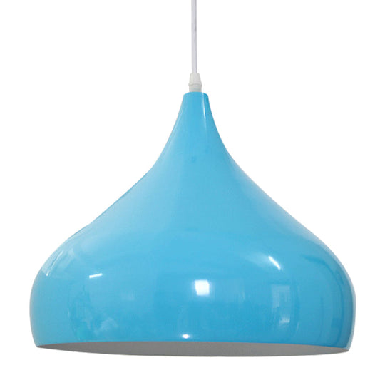 Modern Iron Dome Pendant Light - 1-Light Black/White/Red 12.5’’/16.5’’ Wide