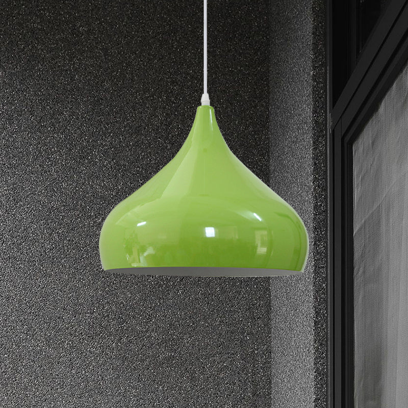 Modern Iron Dome Pendant Light - 1-Light Black/White/Red 12.5’’/16.5’’ Wide