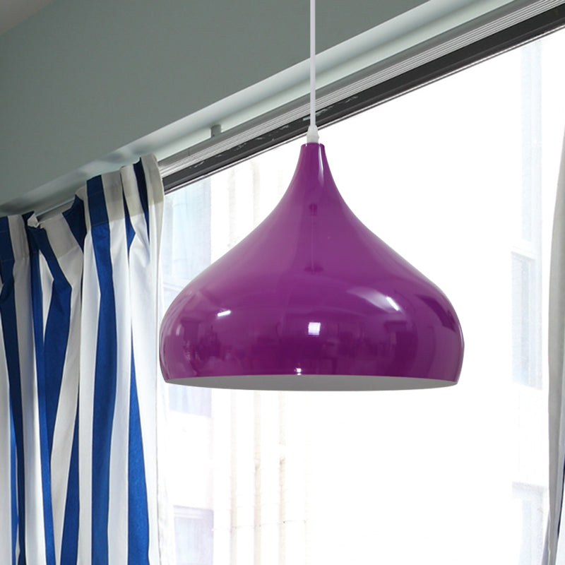 Modern Iron Dome Pendant Light - 1-Light Black/White/Red 12.5’’/16.5’’ Wide