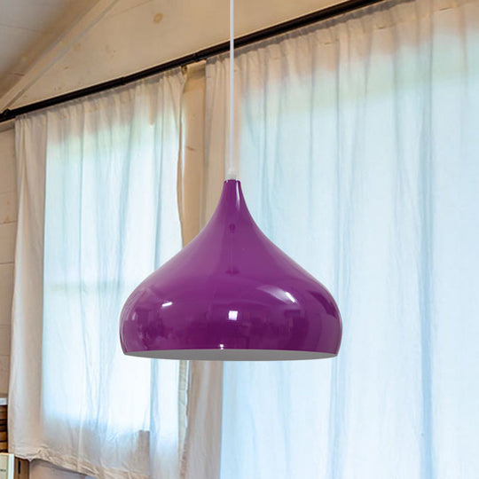 Modern Iron Dome Pendant Light - 1-Light Black/White/Red 12.5’’/16.5’’ Wide