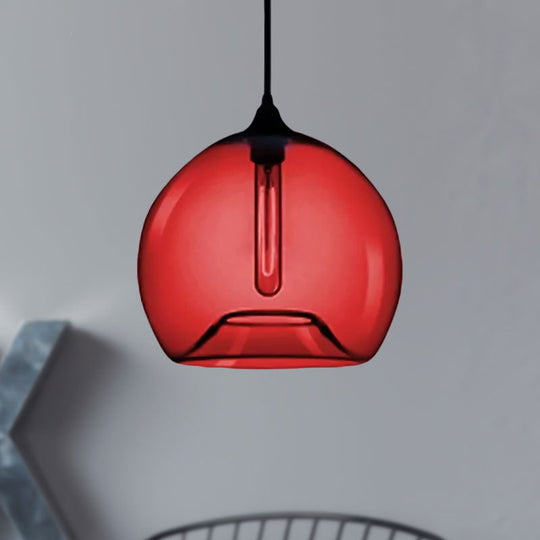 Modern Glass Ball Shade Suspension Light - Red/Brown/Blue Hanging Ceiling