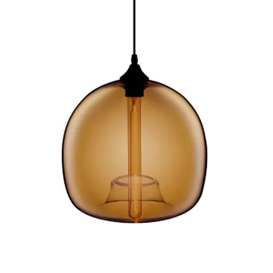 Modern Glass Ball Shade Suspension Light - Red/Brown/Blue Hanging Ceiling