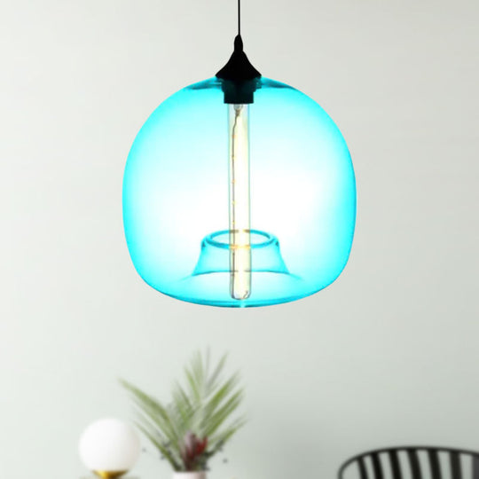 Modern Glass Ball Shade Suspension Light - Red/Brown/Blue Hanging Ceiling