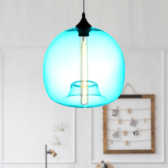Modern Glass Ball Shade Suspension Light - Red/Brown/Blue Hanging Ceiling