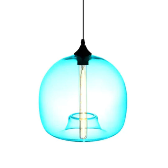 Modern Glass Ball Shade Suspension Light - Red/Brown/Blue Hanging Ceiling