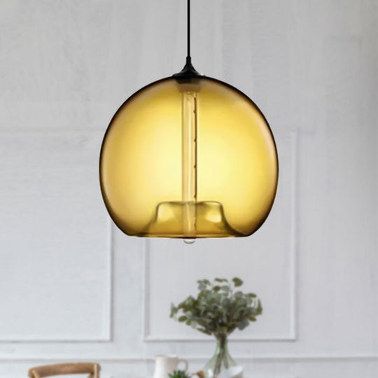 Modern Glass Ball Shade Suspension Light - Red/Brown/Blue Hanging Ceiling