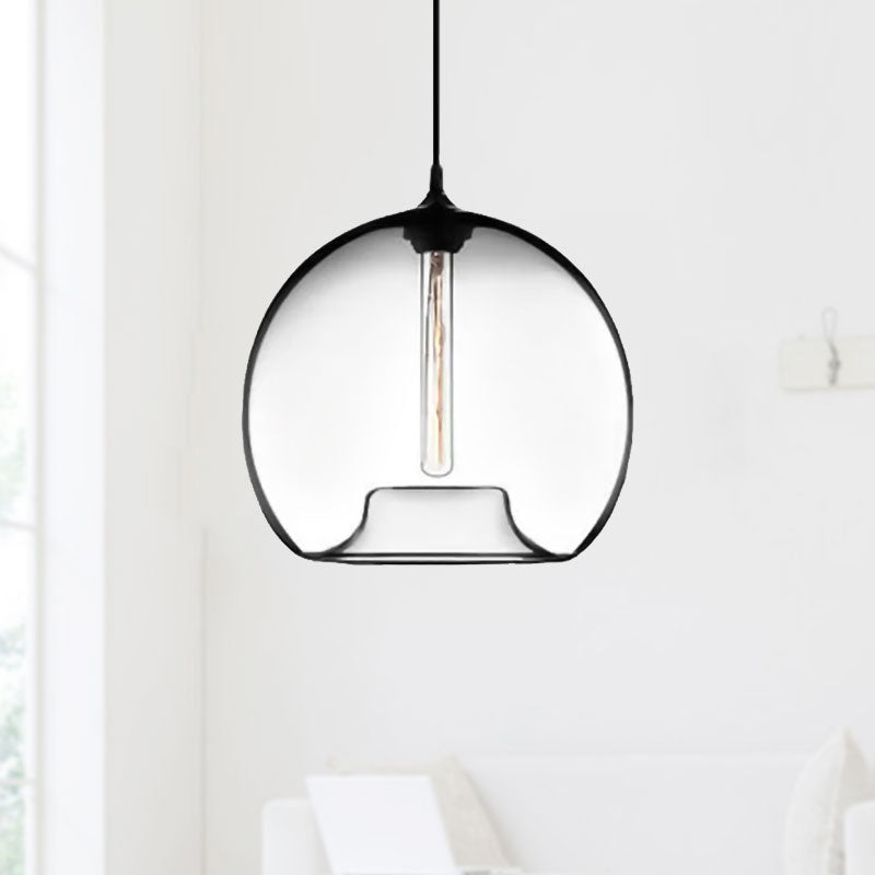 Modern Glass Ball Shade Suspension Light - Red/Brown/Blue Hanging Ceiling