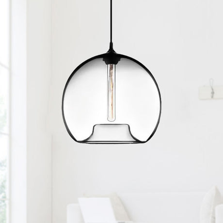Modern Glass Ball Shade Suspension Light - 1-Light Red/Brown/Blue Hanging Ceiling