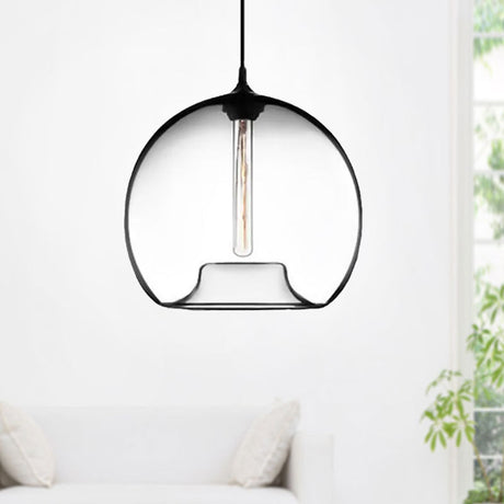 Modern Glass Ball Shade Suspension Light - 1-Light Red/Brown/Blue Hanging Ceiling