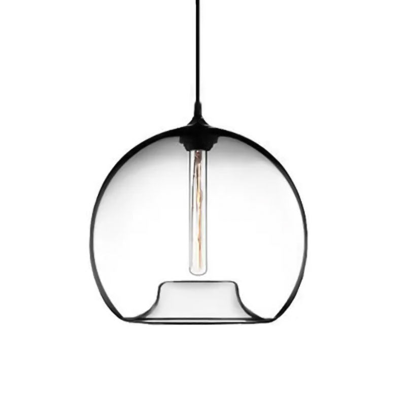 Modern Glass Ball Shade Suspension Light - 1-Light Red/Brown/Blue Hanging Ceiling