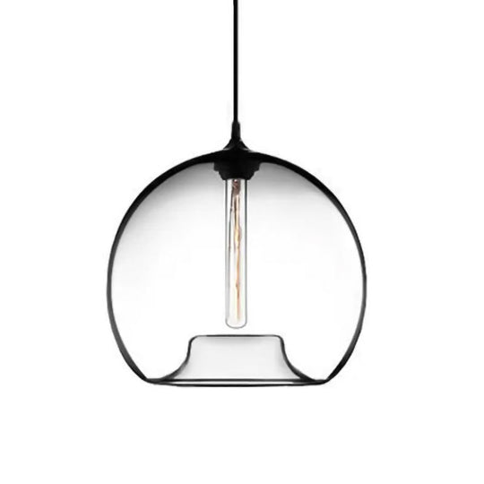 Modern Glass Ball Shade Suspension Light - 1-Light Red/Brown/Blue Hanging Ceiling