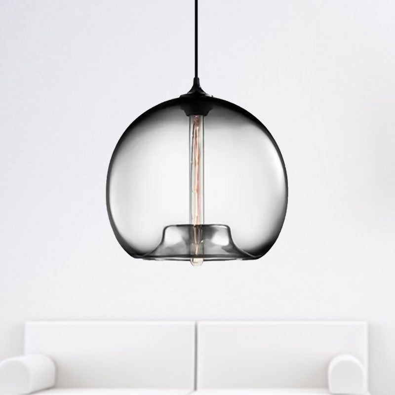 Modern Glass Ball Shade Suspension Light - Red/Brown/Blue Hanging Ceiling Smoke Gray