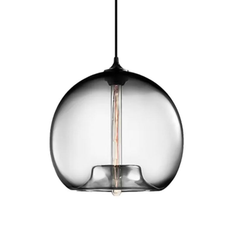 Modern Glass Ball Shade Suspension Light - 1-Light Red/Brown/Blue Hanging Ceiling