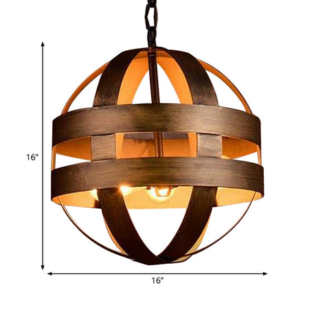 Vintage Oil-Rubbed Bronze Orb Cage Chandelier With 3 Lights - Indoor Ceiling Fixture