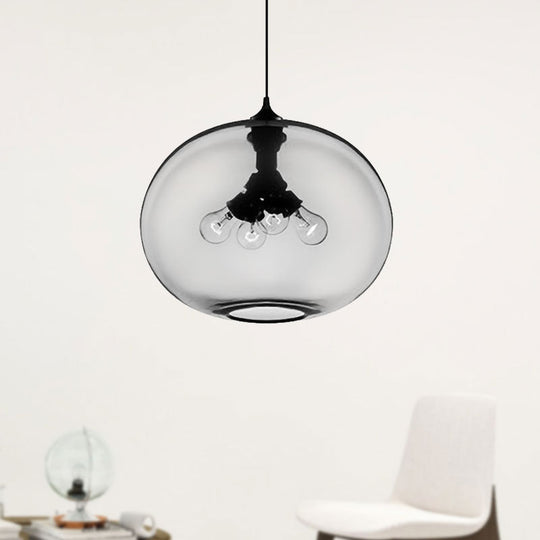 Modern Brown/Clear/Amber 4-Light Ceiling Pendant With Oval Glass Shade Clear