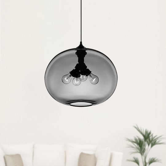 Modern Brown/Clear/Amber Oval Glass Pendant Light - 4-Light Ceiling Hanging Fixture