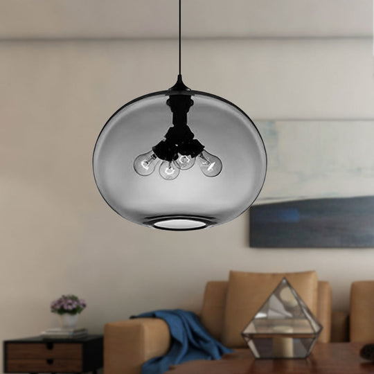 Modern Brown/Clear/Amber Oval Glass Pendant Light - 4-Light Ceiling Hanging Fixture