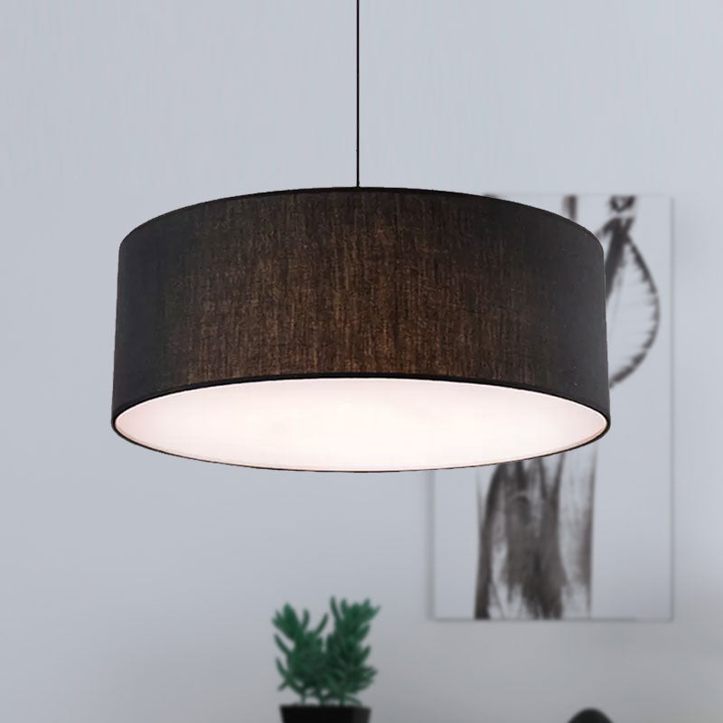Simple Fabric Drum Ceiling Pendant Light - 12/16/18 Diameter 1-Light White/Black/Beige Hanging Lamp