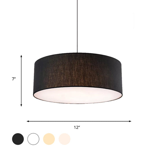 Simple Fabric Drum Ceiling Pendant Light - Grey/Black/Beige 12’/16’/18’ Diameter Hanging Lamp Kit