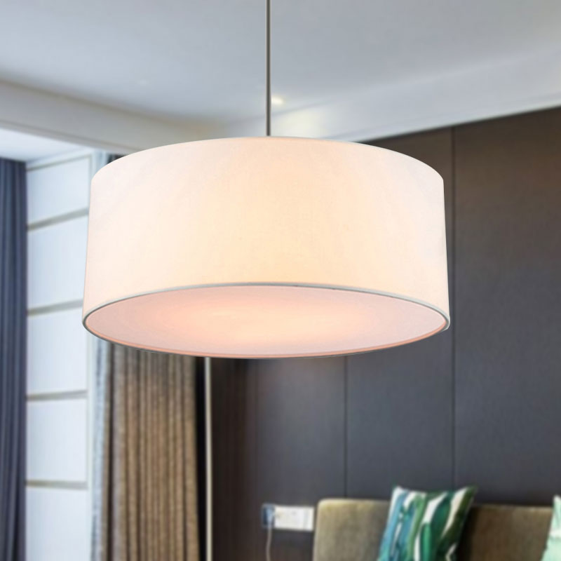Simple Fabric Drum Ceiling Pendant Light - 12/16/18 Diameter 1-Light White/Black/Beige Hanging Lamp