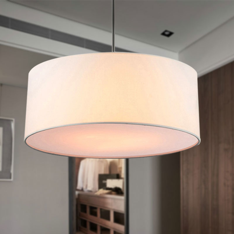 Simple Fabric Drum Ceiling Pendant Light - 12/16/18 Diameter 1-Light White/Black/Beige Hanging Lamp