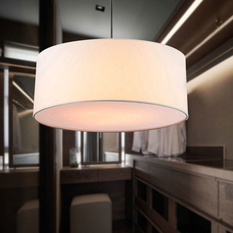 Simple Fabric Drum Ceiling Pendant Light - 12/16/18 Diameter 1-Light White/Black/Beige Hanging Lamp