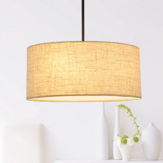 Simple Fabric Drum Ceiling Pendant Light - Grey/Black/Beige 12’/16’/18’ Diameter Hanging Lamp