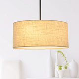 Simple Fabric Drum Ceiling Pendant Light - 12/16/18 Diameter 1-Light White/Black/Beige Hanging Lamp