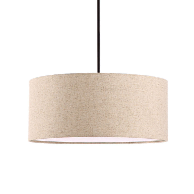 Simple Fabric Drum Ceiling Pendant Light - Grey/Black/Beige 12’/16’/18’ Diameter Hanging Lamp Kit
