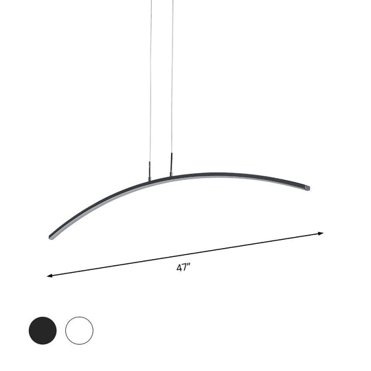 Contemporary Acrylic Led Arch Pendant Light In White - Stepless Dimming With Remote Control