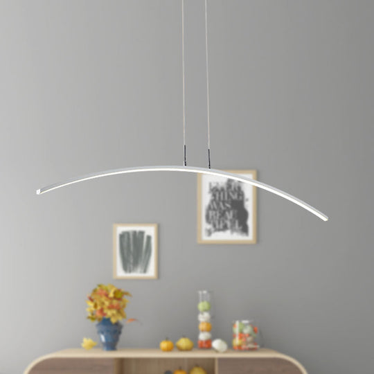 Contemporary Acrylic Led Arch Pendant Light In White - Stepless Dimming With Remote Control