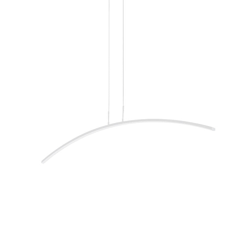 Contemporary Acrylic Led Arch Pendant Light In White - Stepless Dimming With Remote Control