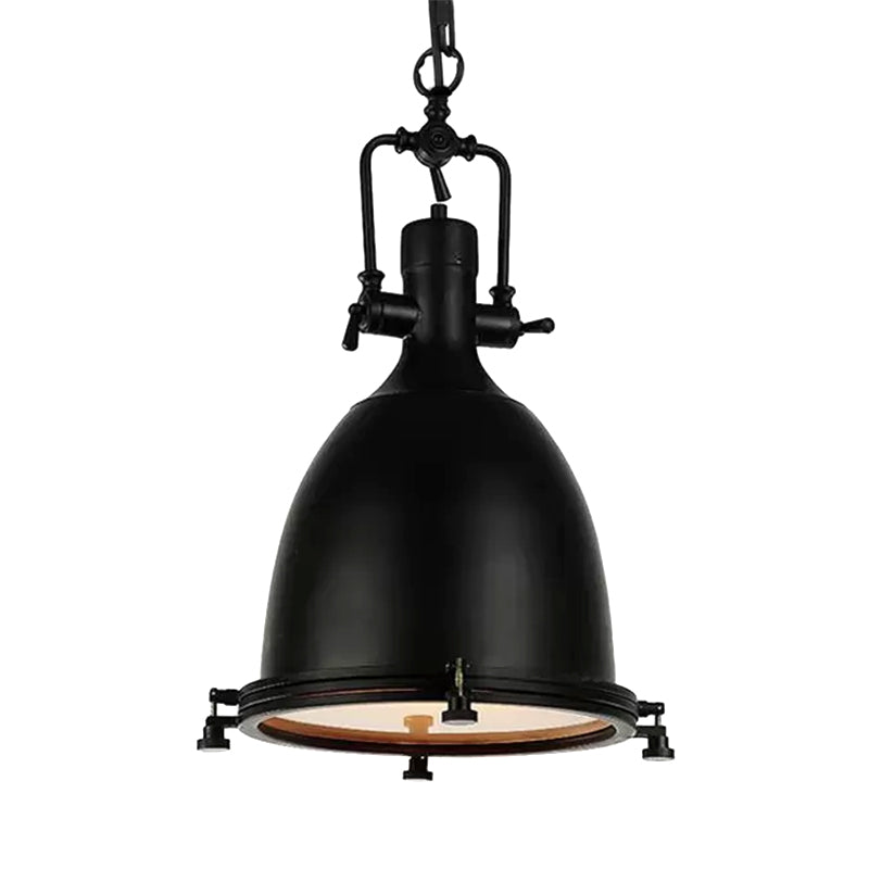 Industrial Domed Pendant Lamp - 1-Light Metal Ceiling Light Fixture For Bars Black/Silver/Rust With