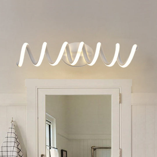 Spiral Led Vanity Light For Modern Bathroom | Wall Mounted Mirror In Warm/White/Natural 13/18.5/22.5