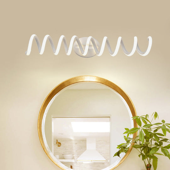 Spiral Led Vanity Light For Modern Bathroom | Wall Mounted Mirror In Warm/White/Natural 13/18.5/22.5