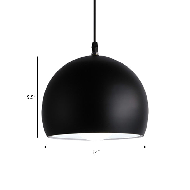 Industrial Style Metallic 1 Head Hanging Pendant Lamp - Black Globe Shade 8’/10’/14’ Width