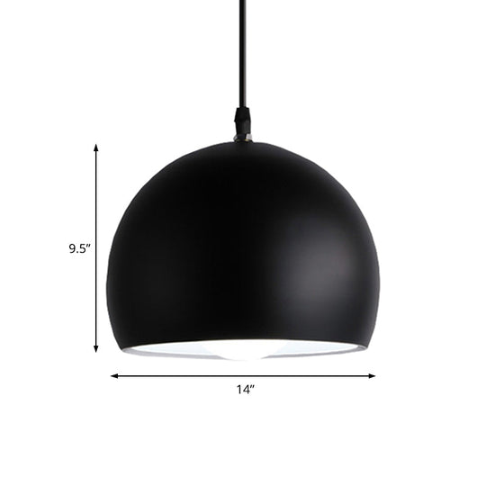 Industrial Style Metallic 1 Head Hanging Pendant Lamp - Black Globe Shade 8’/10’/14’ Width