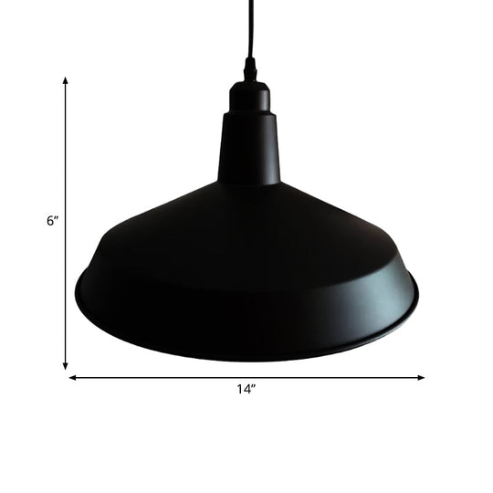 Retro Style Black Barn Pendant Light With Adjustable Cord - Metal Finish 1-Light Hanging Fixture