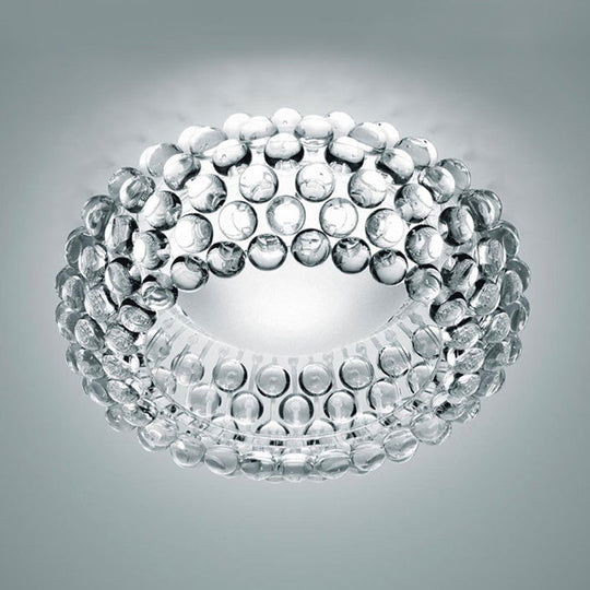 Designer Clear Glass Led Bedroom Flush Ceiling Light Fixture - 14/19.5/25.5 Wide Bubble Lighting
