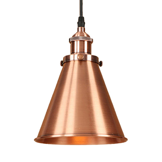 Industrial Style Cone-Shaped Hanging Pendant Lamp - Black/Brass Iron Ideal For Dining Room Lighting