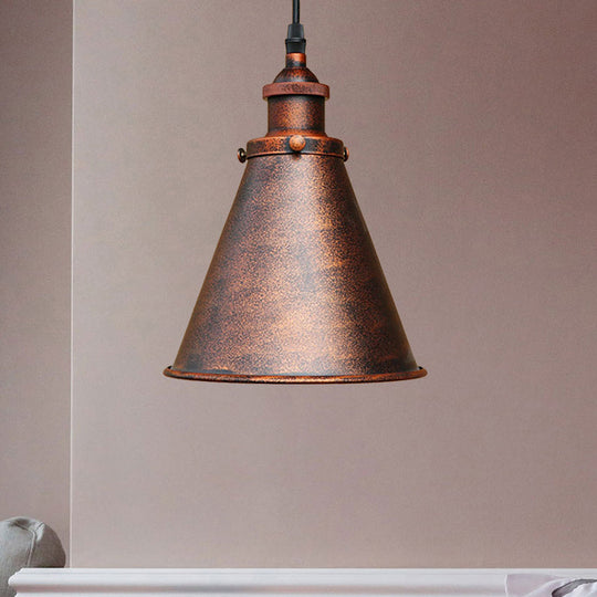 Industrial Style Cone-Shaped Hanging Pendant Lamp - Black/Brass Iron Ideal For Dining Room Lighting
