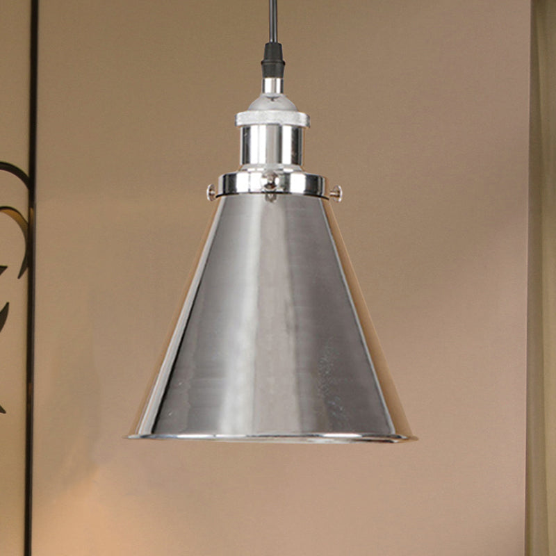 Industrial Style Cone-Shaped Hanging Pendant Lamp - Black/Brass Iron Ideal For Dining Room Lighting