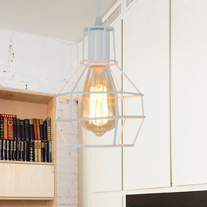 Modern Silver/Gold Metal Ceiling Fixture With Cage Shade - Stylish Loft Hanging Lamp For Coffee