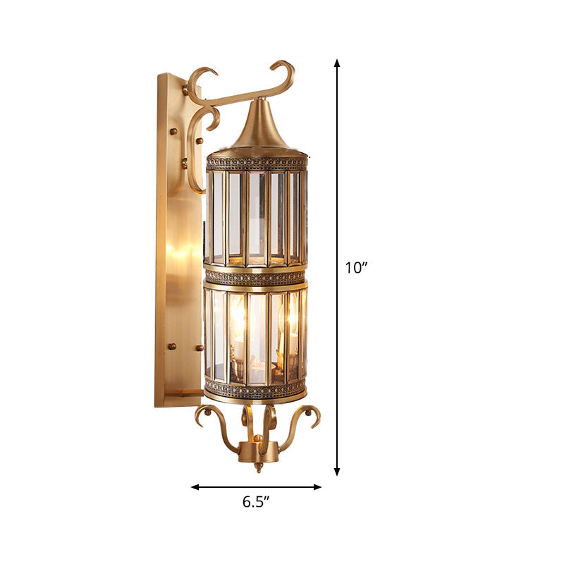 Minimalist Brass Wall Sconce With Clear/Frosted Glass - Perfect For Porch Lighting
