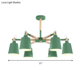 6-Light Macaron Baby Bedroom Chandelier - Metal & Wood Suspension Light